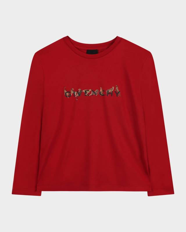 Girl's Long-Sleeve Cheetah Logo T-Shirt, Size 4-6